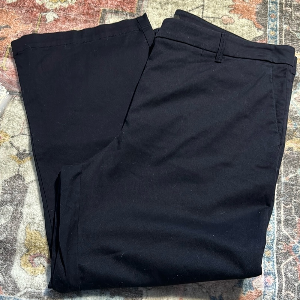 Ann Taylor Devin Fit blackwide leg high rise ankle chino pants Sz 18